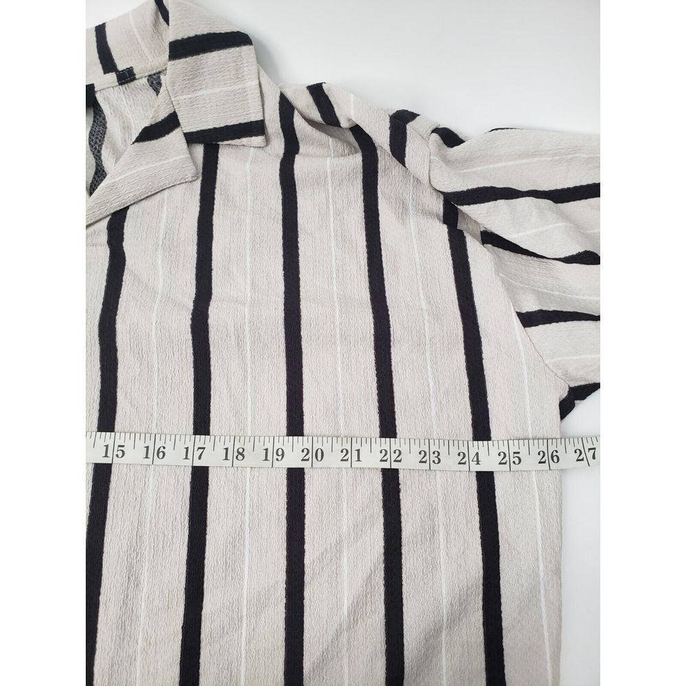 Boohoo Man Black White Striped Loose Fit Strip Crinkle Shirt Size L - Picture 7 of 9